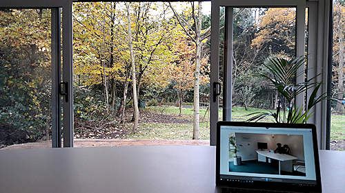 inside the meeting room looking out